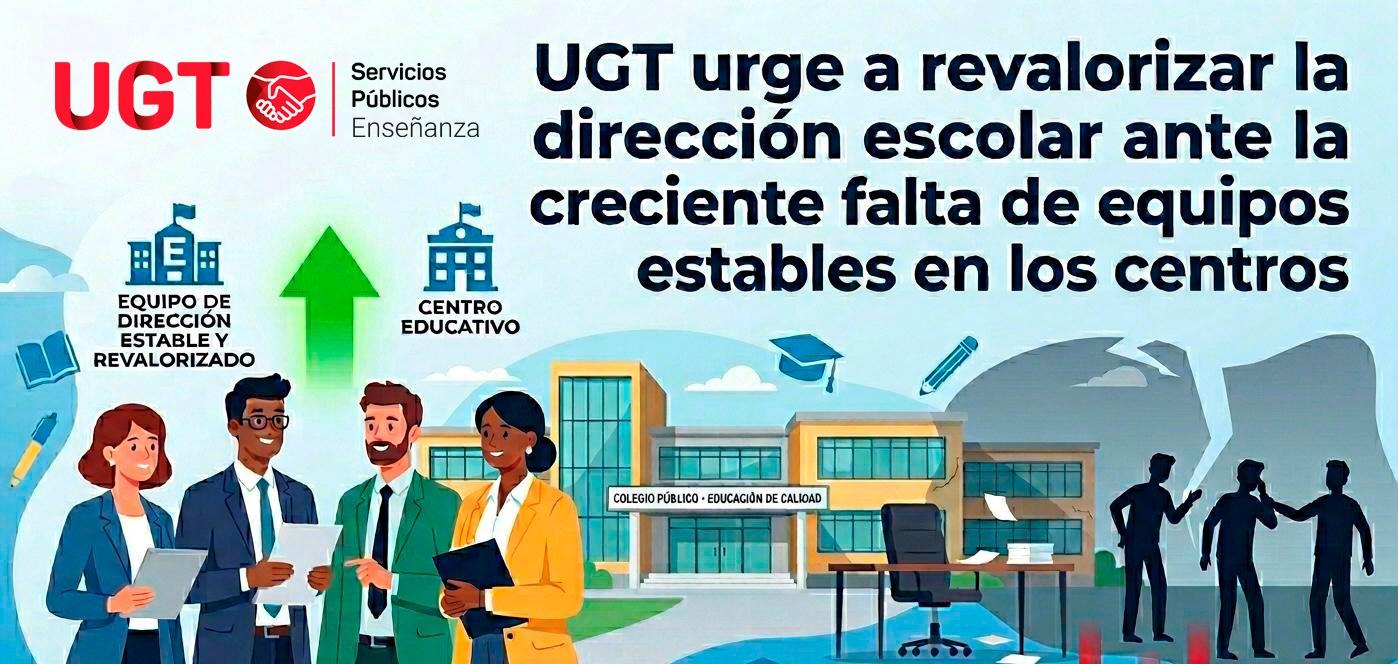 UGT urge a revalorizar la dirección escolar ante la creciente falta de equipos estables en los centros